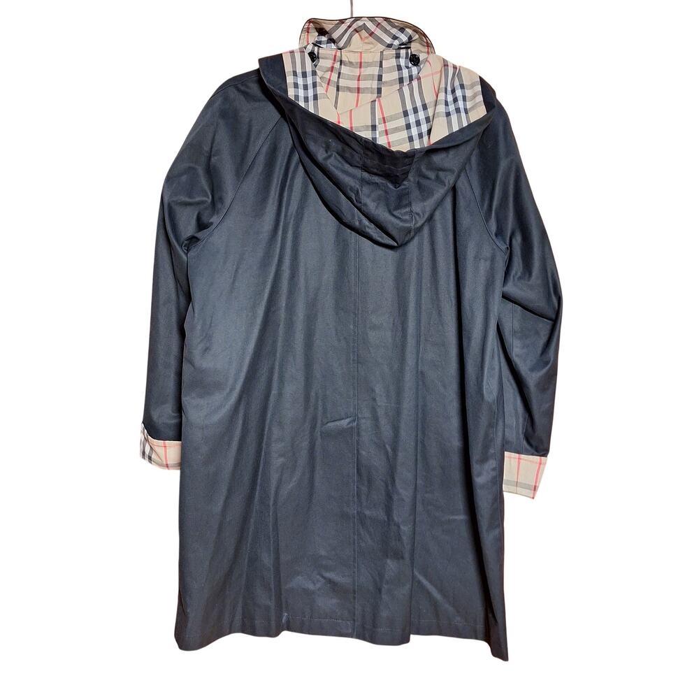 Burberry Carmen Trench coat Black canvas nova check plaid interior button down - Picture 5 of 16